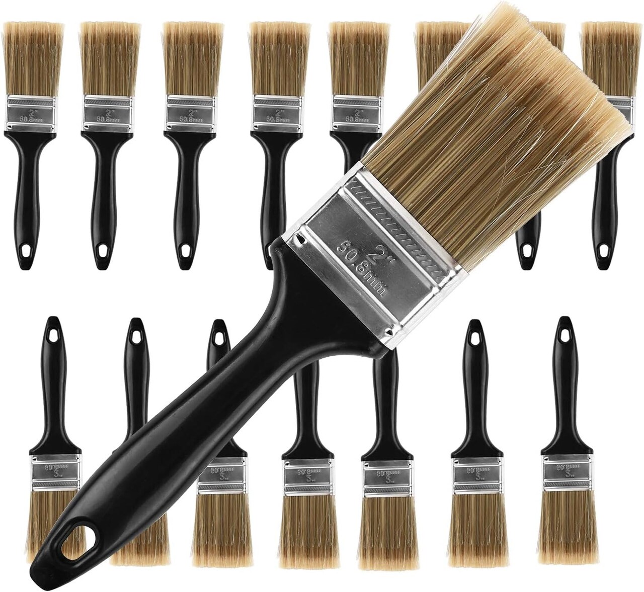 Paint Brush 16 Packs 2 Inch, Home Wall Trim House Chip Paintbrush Set, Professional Multi-Purpose Home Repair Tools for DIY Paint Stains Varnishes Glues Acrylics Cabinet Deck Fence Edge Door